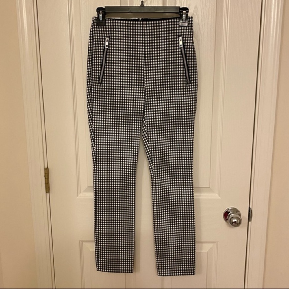 RAG & BONE Black/White Gingham Simone Zip Pocket Pants in Black/White Size 0 - Picture 2 of 10